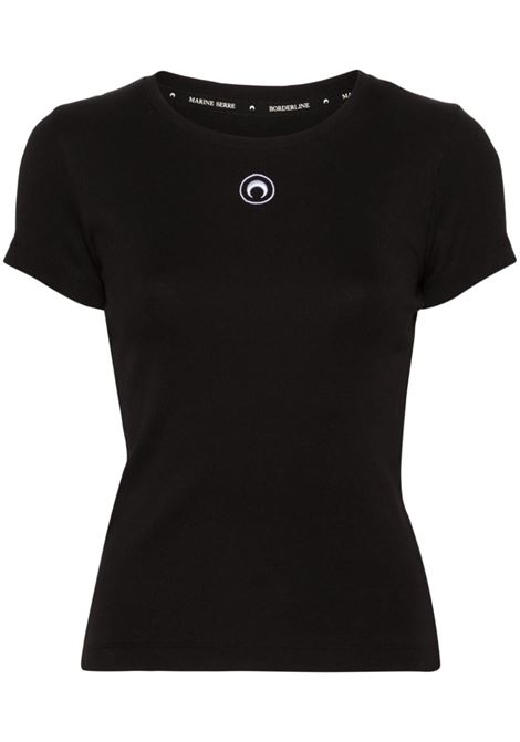 t-shirt crescent moon donna nera in cotone MARINE SERRE | WTT012 CJER0008BK99